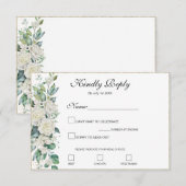 Elegant White Rose und Lilies Wedding RSVP Karte (Vorne/Hinten)