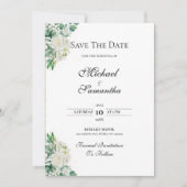 Elegant White Rose und Lilies Wedding Save The Date (Vorderseite)