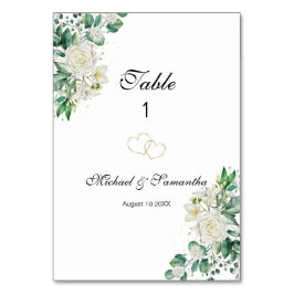 Elegant White Rose und Lilies Wedding Tischnummer