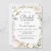 Elegant White Roses Bridal Luncheon Einladung (Vorderseite)