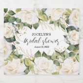 Elegant White Roses Bridal Shower Schaumweinetikett (Einzelnes Label)