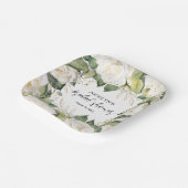 Elegant White Roses Bridal Shower Square Pappteller (Gewinkelt)