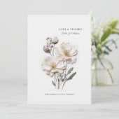 Elegant White Roses Chic Wedding Dankeschön Card Dankeskarte (Stehend Vorderseite)