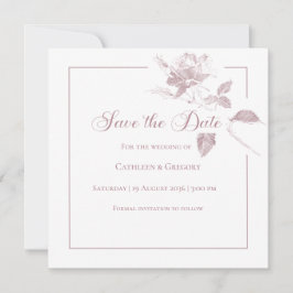 Elegant White Roses Dusty Pink Floral Wedding Save The Date