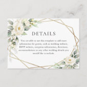 Elegant White Roses Eucalyptus Wedding Details Begleitkarte (Vorderseite)