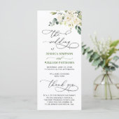 Elegant White Roses Eucalyptus Wedding Zeremonie Programm (Stehend Vorderseite)
