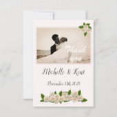 Elegant White Roses Flat Danke Karte (Vorderseite)