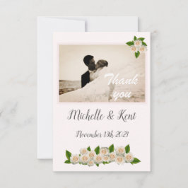 Elegant White Roses Flat Danke Karte