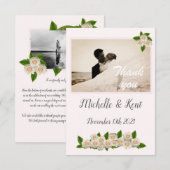 Elegant White Roses Flat Danke Karte (Vorne/Hinten)