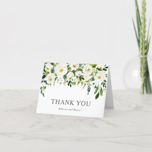 Elegant White Roses Greenerity Wedding Vielen Dank Dankeskarte
