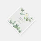 Elegant White Roses & Greenery Serviette (Ecke)