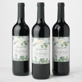 Elegant White Roses & Greenery Weinetikett (Flaschen)