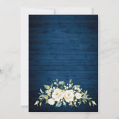 Elegant White Roses Lace Blue Wood Rustic Wedding Save The Date (Rückseite)