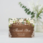 Elegant White Roses Lace Rustic Danke Karten (Stehend Vorderseite)