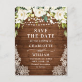 Elegant White Roses Lace Wedding speichern Sie das Postkarte (Vorderseite)