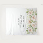 Elegant White Roses Mrs. Brautparty Backdrop Wandteppich (Vorderseite (Horizontal))