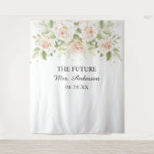 Elegant White Roses Mrs. Brautparty Backdrop Wandteppich (Vorderseite)