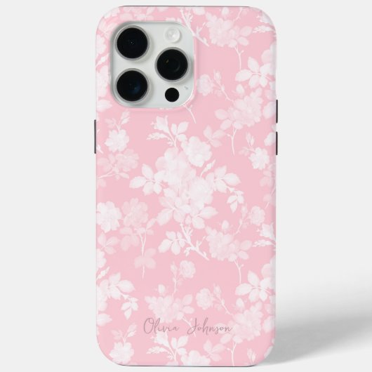 Elegant White Roses Pink Floral Case-Mate iPhone Hülle (Rückseite)