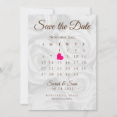Elegant White ROses Save the Date Calendar Wedding Einladung (Vorderseite)
