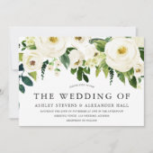 Elegant White Roses Schöne Hochzeit Einladung (Vorderseite)