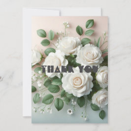 Elegant White Roses Wedding Dankeschön Card Mitteilungskarte