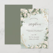 Elegant White Roses Wedding  Einladung (Vorne/Hinten)