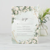 Elegant White Roses Wedding  Einladung (Stehend Vorderseite)