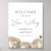 Elegant White Roses Welcome Wedding Sign Poster (Vorne)