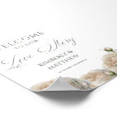 Elegant White Roses Welcome Wedding Sign Poster (Ecke)