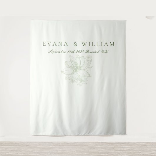 Elegant White Sage Green Backdrops banner Wandteppich (Vorderseite)