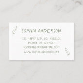 Elegant White & Sage Green Botanical Professional Visitenkarte (Rückseite)