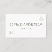 Elegant White & Sage Green Botanical Professional Visitenkarte (Vorderseite)