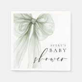 Elegant White Sage Green Bow Baby Shower Serviette (Vorderseite)