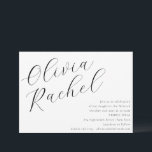 Elegant White Script Calligraphy Bat Mitzvah Einladung<br><div class="desc">Diese zeitgenössische Fledermausmitzvah-Einladung besticht durch eine minimalistische horizontale Komposition und eine schöne,  schwarze Schriftzeichen auf weißem Hintergrund.</div>