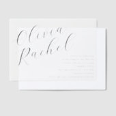 Elegant White Script Calligraphy Bat Mitzvah Pergament Einladungen (Versetzt)