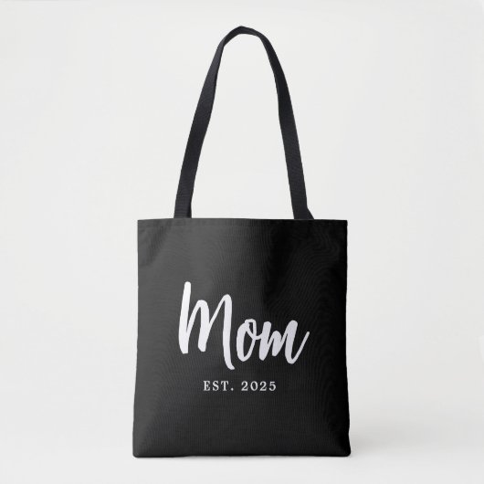 Elegant White Script Established New Mom Tasche (Vorderseite)
