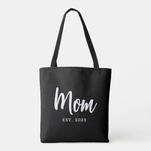 Elegant White Script Established New Mom Tasche (Rückseite)