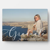 Elegant White Script Graduate Fotoplatte (Vorderseite)