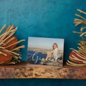 Elegant White Script Graduate Fotoplatte (Seite)