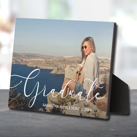 Elegant White Script Graduate Fotoplatte
