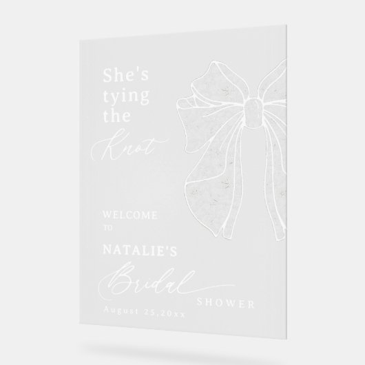 Elegant White Script Lace Bow Sie bindet den Knote Acrylschild (Winkel)