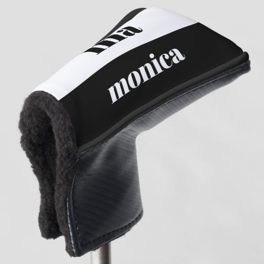 Elegant &white script monogram initial  golf headcover (3/4 Vorderseite)