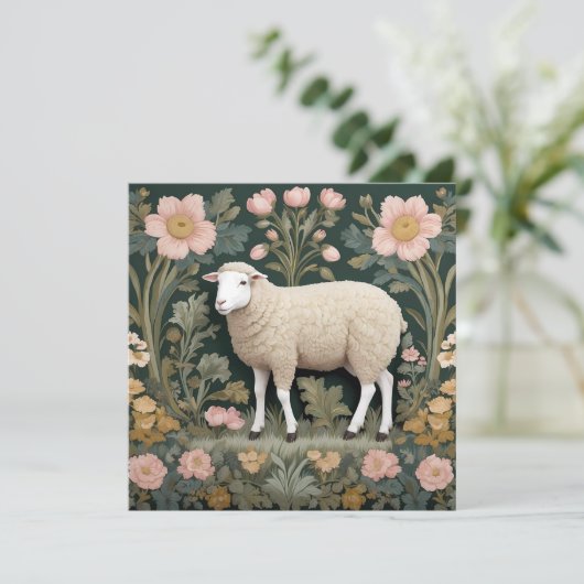 Elegant White Sheep William Morris Inspiriert (Stehend Vorderseite)