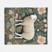 Elegant White Sheep William Morris Inspiriert Fleecedecke (Vorderseite (Horizontal))
