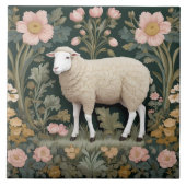 Elegant White Sheep William Morris Inspiriert Fliese (Vorderseite)