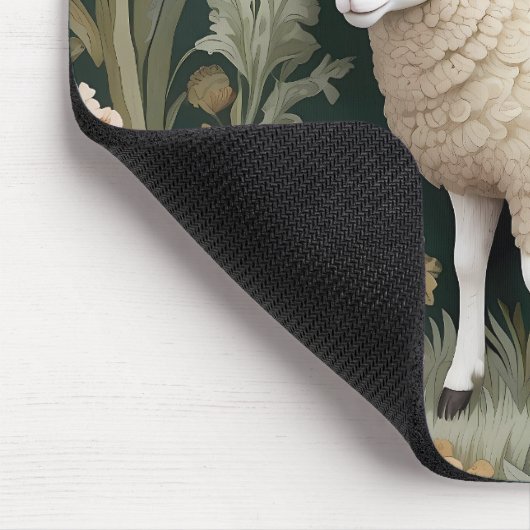 Elegant White Sheep William Morris Inspiriert Mousepad (Ecke)