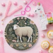Elegant White Sheep William Morris Inspiriert Pappteller (Party)