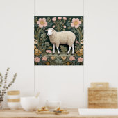 Elegant White Sheep William Morris Inspiriert Poster (Küche)