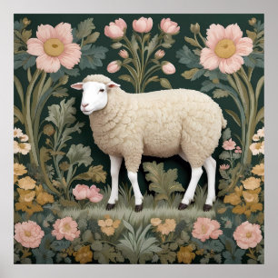 Elegant White Sheep William Morris Inspiriert Poster