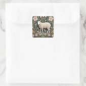 Elegant White Sheep William Morris Inspiriert Quadratischer Aufkleber (Tasche)
